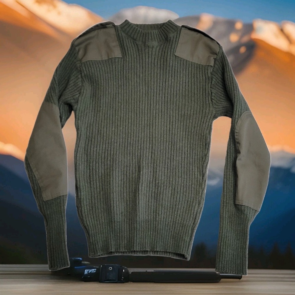 🪖Vintage DSCP U.S. Military Wool Sweater Men 42 Shoulder Elbow Patch Y2K NWOT